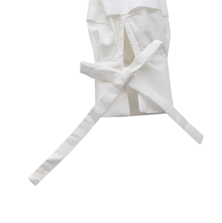 shirt l/s crop embroidered smock  - white/black