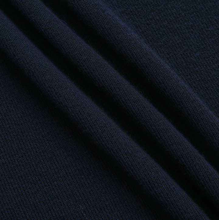 top l/s ruffle trim knit sweater - navy