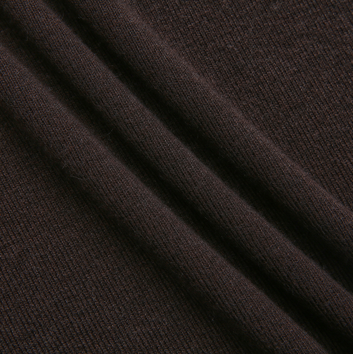 top l/s ruffle trim knit sweater - brown