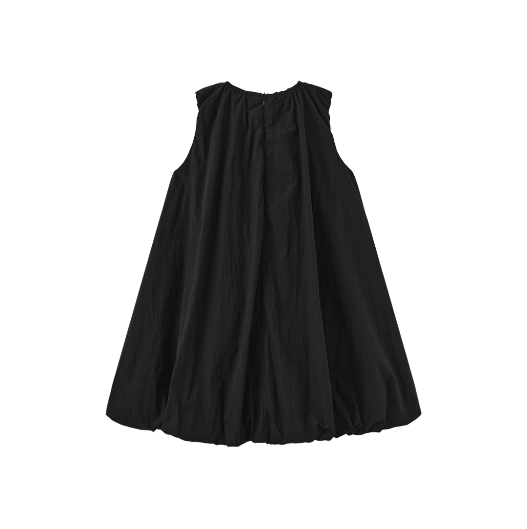 dress tafetta bubble hem bow jumper - black