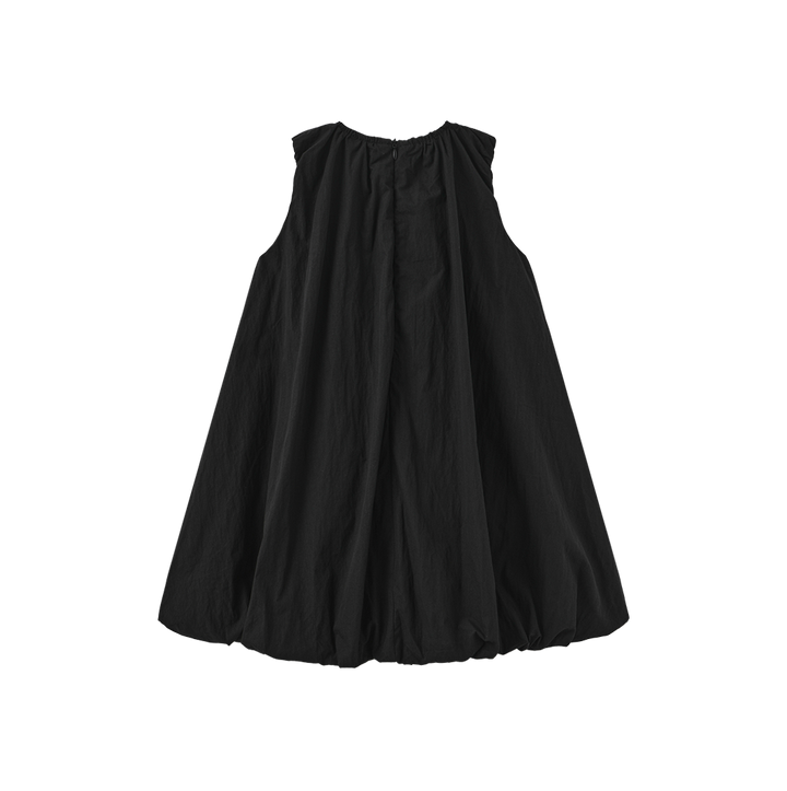 dress tafetta bubble hem bow jumper - black