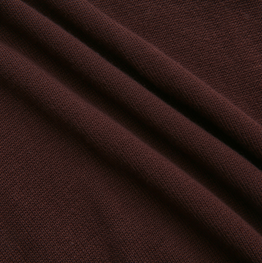 top l/s striped trim crest sweater - brown