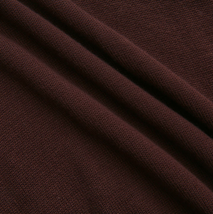 top l/s striped trim crest sweater - brown