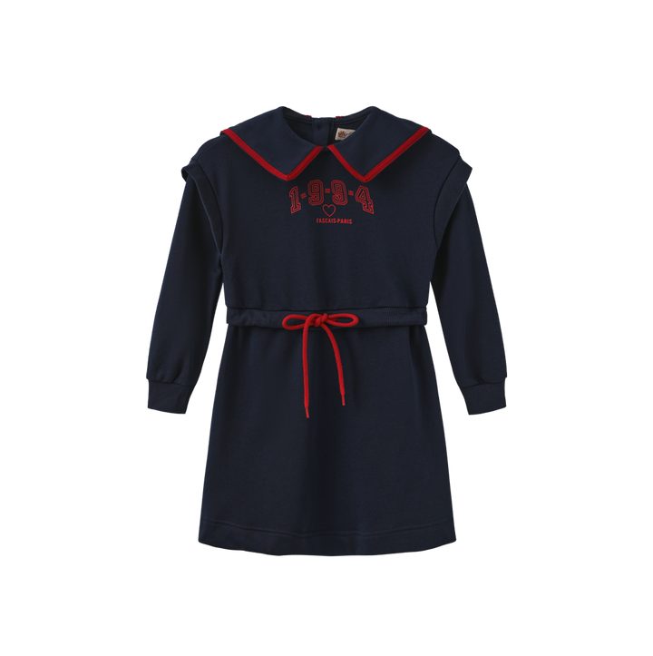 dress drawstring sweat with knit collar - navy