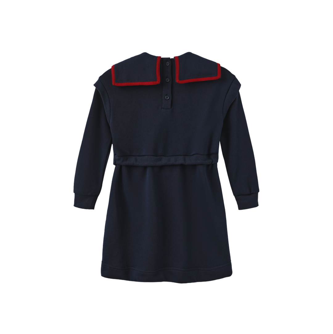 dress drawstring sweat with knit collar - navy