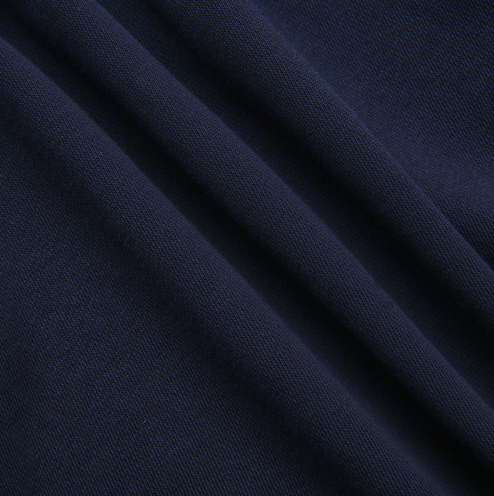 dress drawstring sweat with knit collar - navy