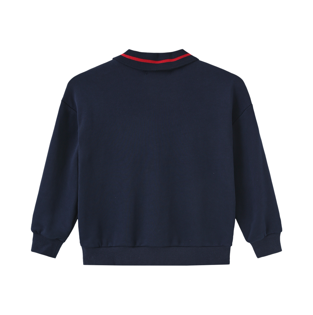 top l/s sweatshirt with knit collar - navy