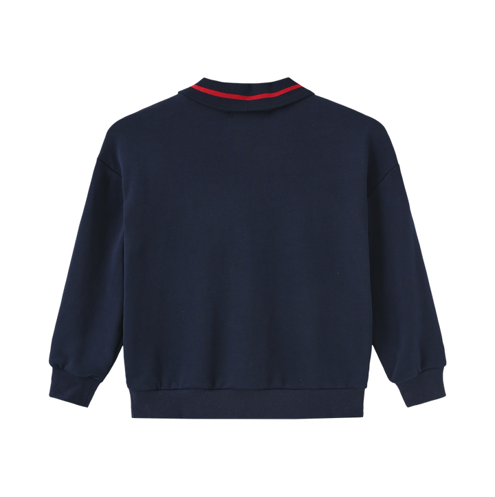 top l/s sweatshirt with knit collar - navy