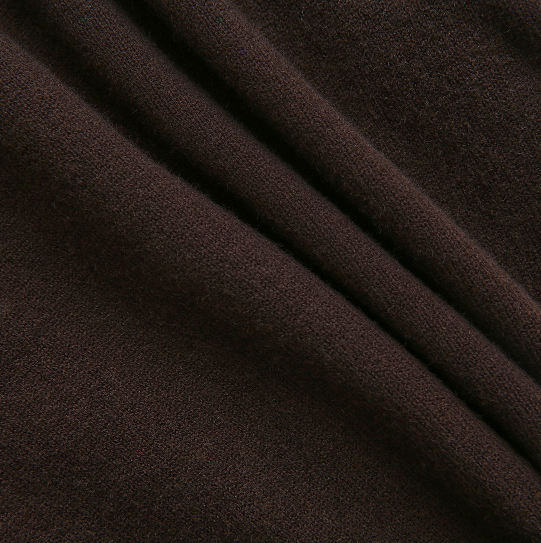 top l/s knit ruffle trim crest cardigan - brown