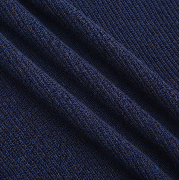 top l/s color trim collared sweater - navy