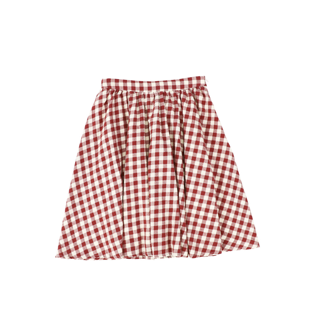 skirt pleated gingham - red