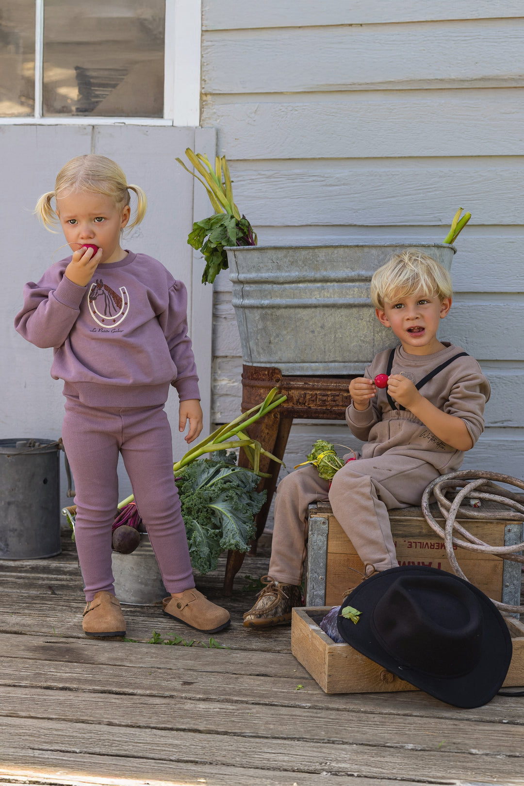 set outfit collared gallop sweatshirt and leggings - vintage lilac
