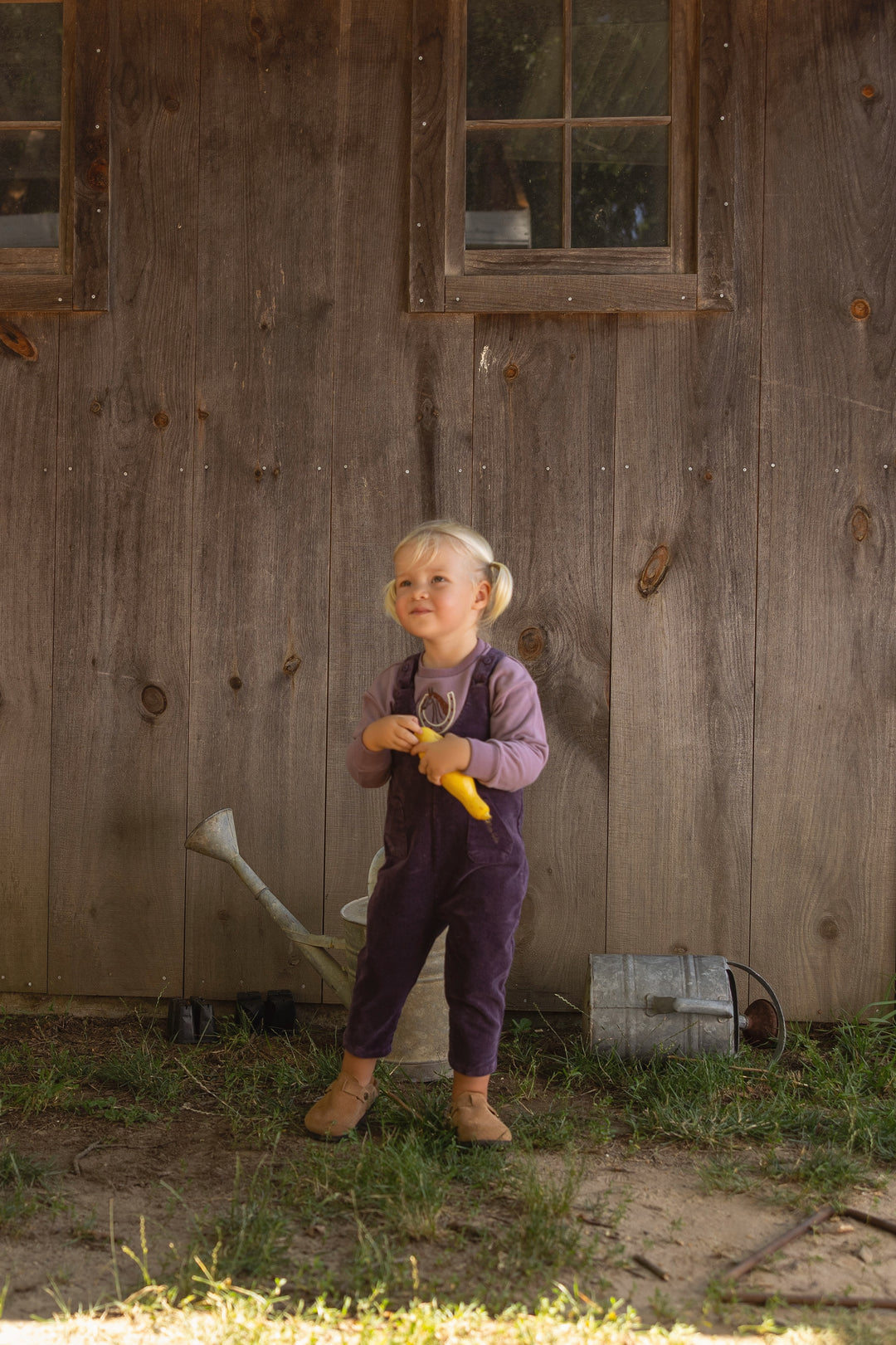 set outfit gallop tee and corduroy tie romper - vintage lilac