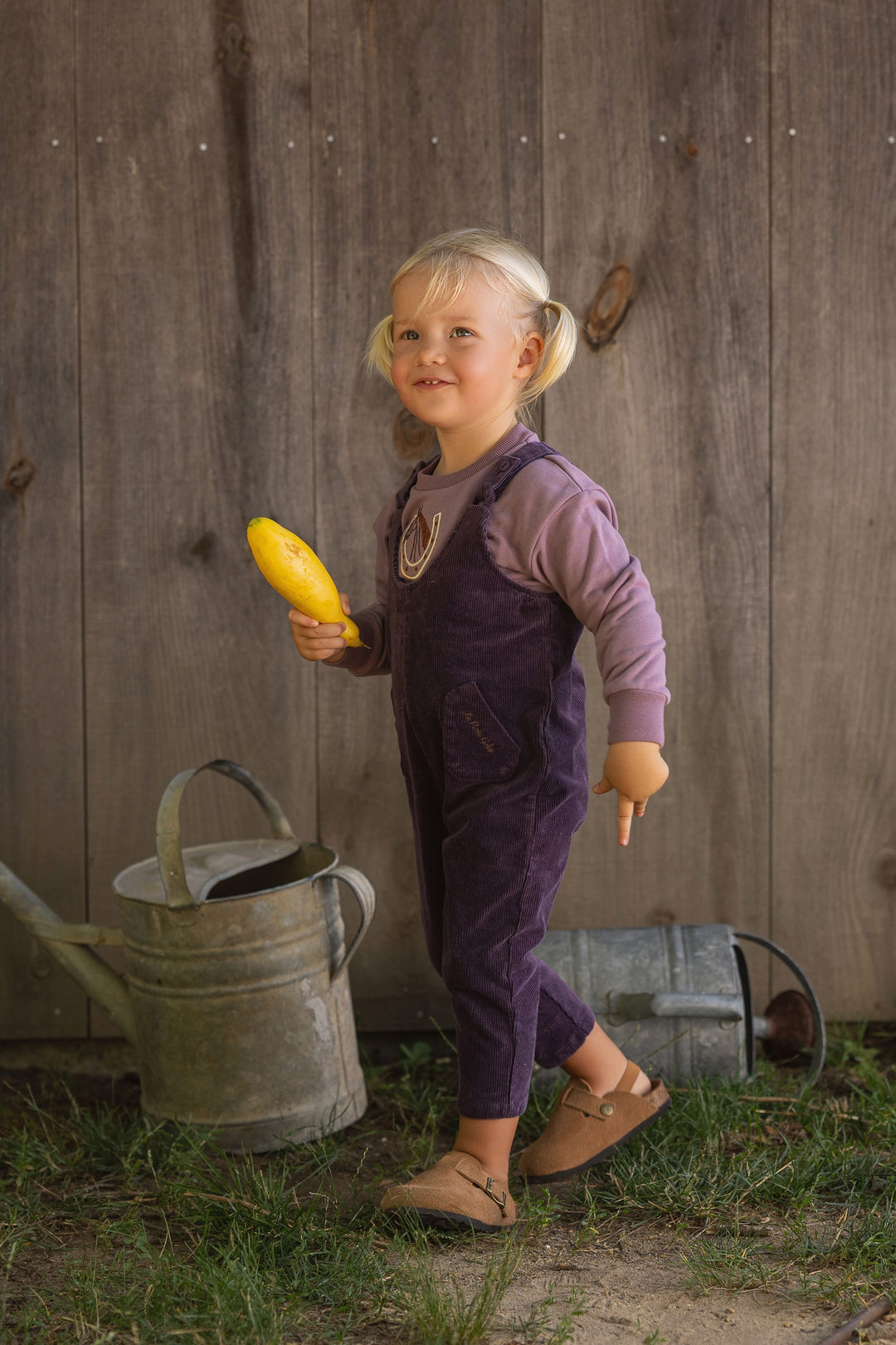 set outfit gallop tee and corduroy tie romper - vintage lilac