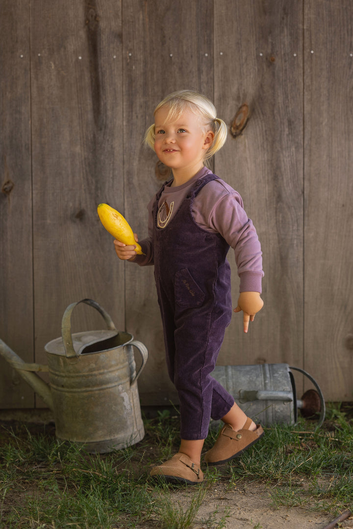 set outfit gallop tee and corduroy tie romper - vintage lilac