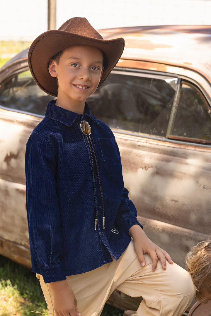 shirt l/s courdroy horse shoe - classic navy