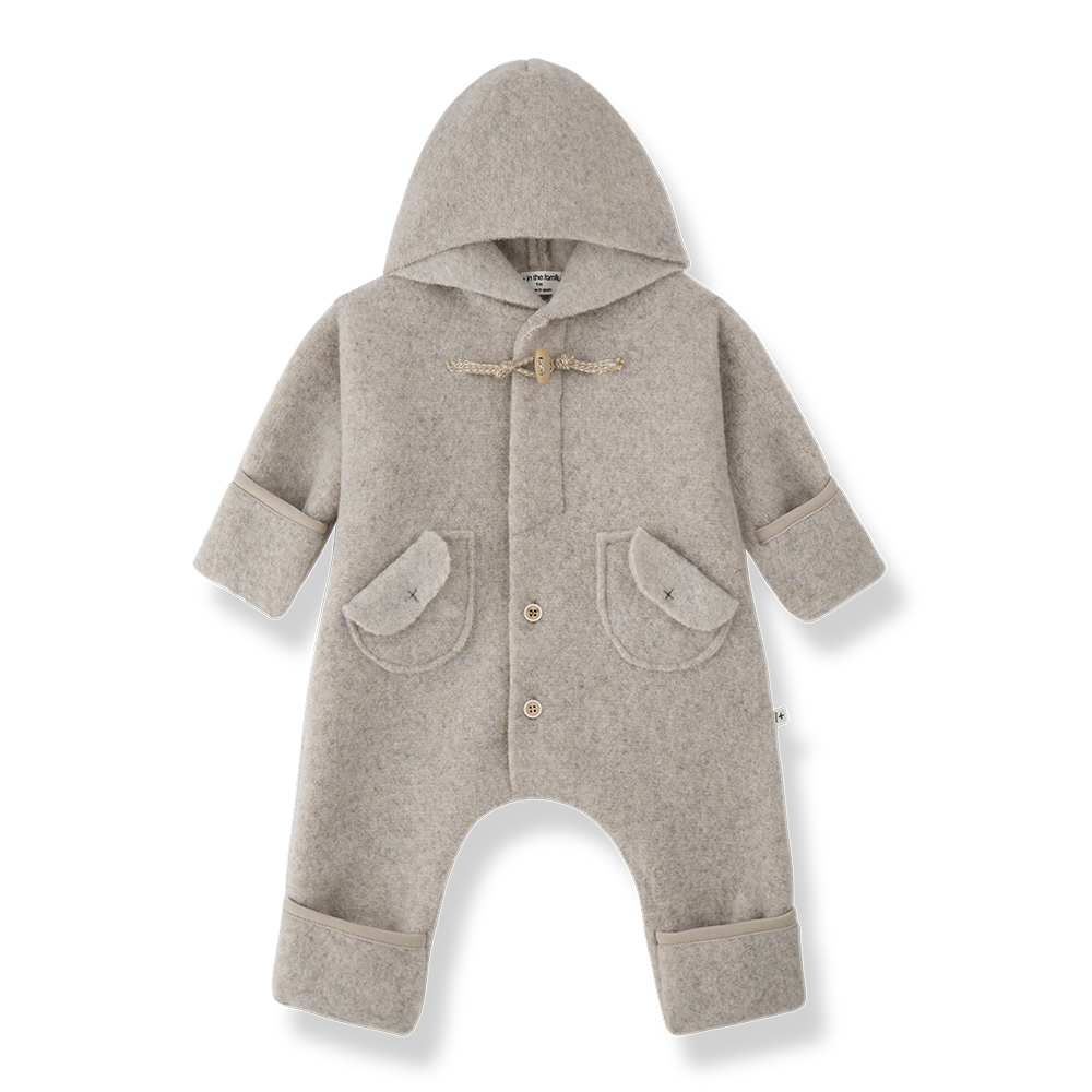 snowsuit wool tassle with hood - beige