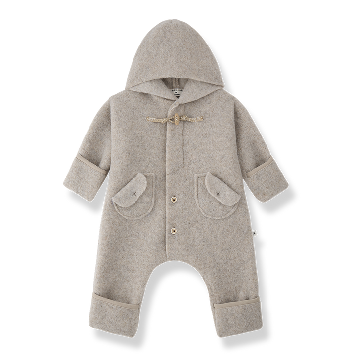 snowsuit wool tassle with hood - beige
