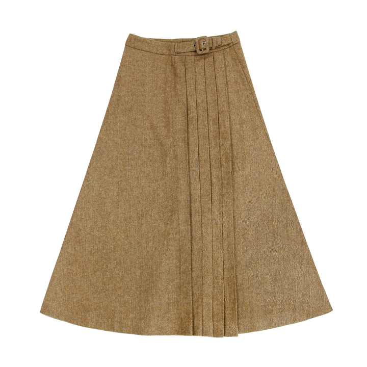 skirt herringbone with side buckle - mocha