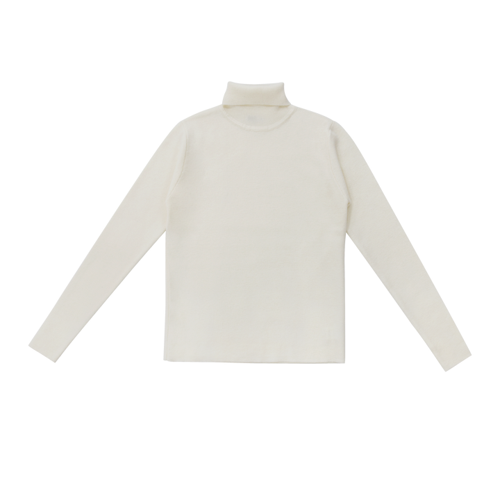top l/s ribbed turtleneck sweater - cream