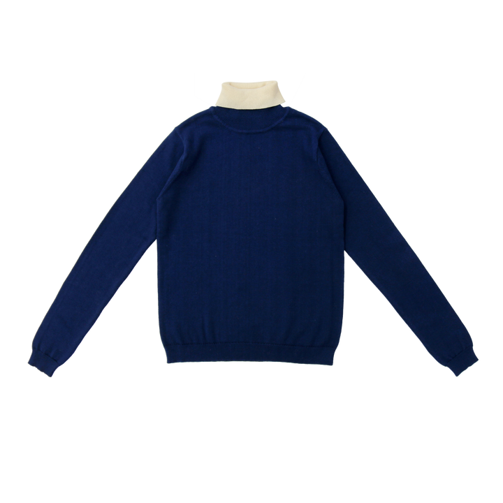 top l/s color block turtleneck sweater - navy