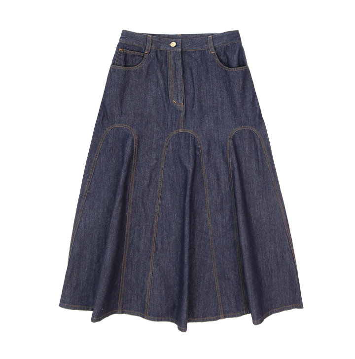 skirt top stitch circle - denim
