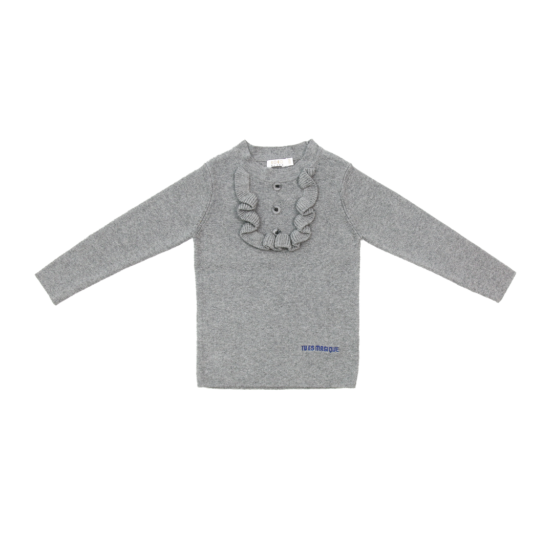 set outfit ruffled bib sweater and leggings - grey