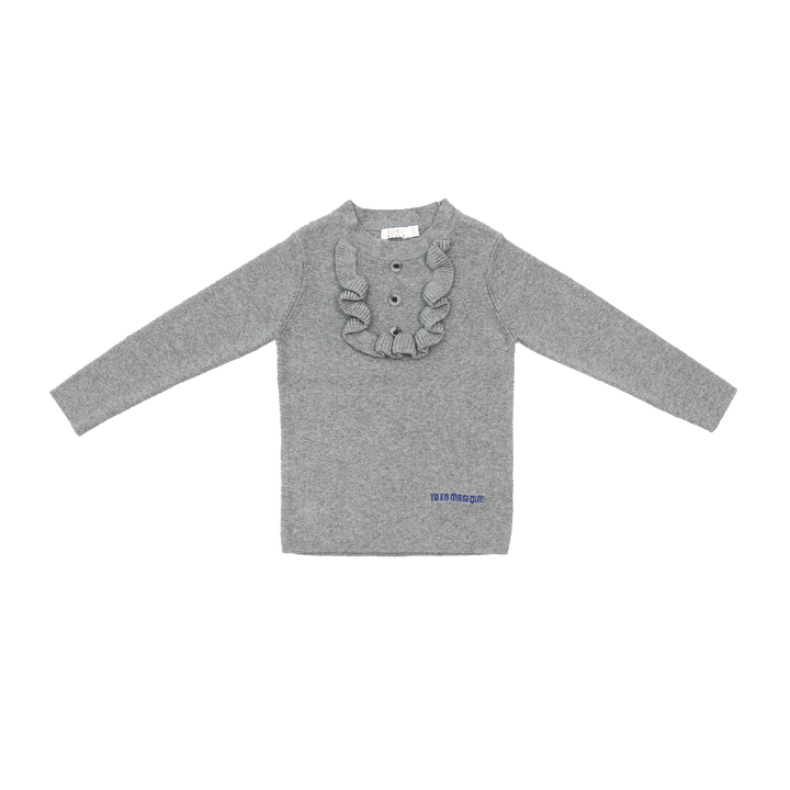 set outfit ruffled bib sweater and leggings - grey