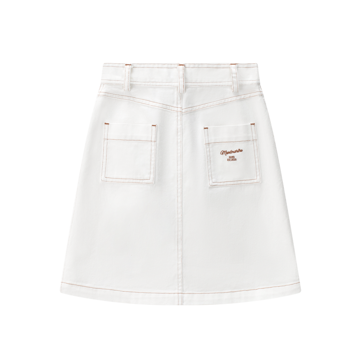 skirt denim button down with pockets - white denim