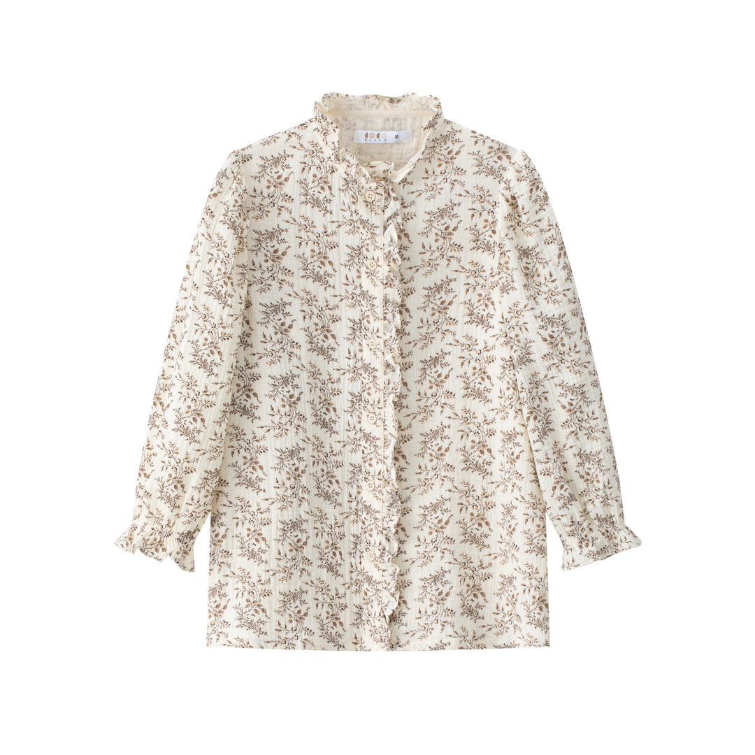 shirt l/s floral ruffled - floral
