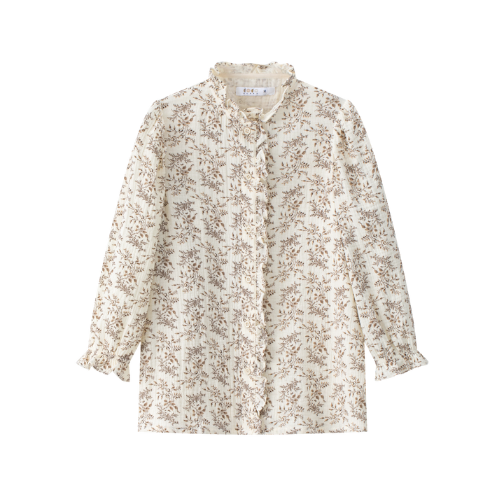 shirt l/s floral ruffled - floral