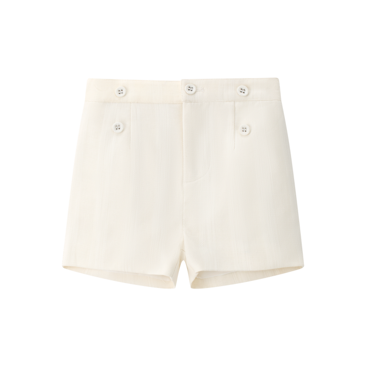 suit double breasted pockets and shorts - cream
