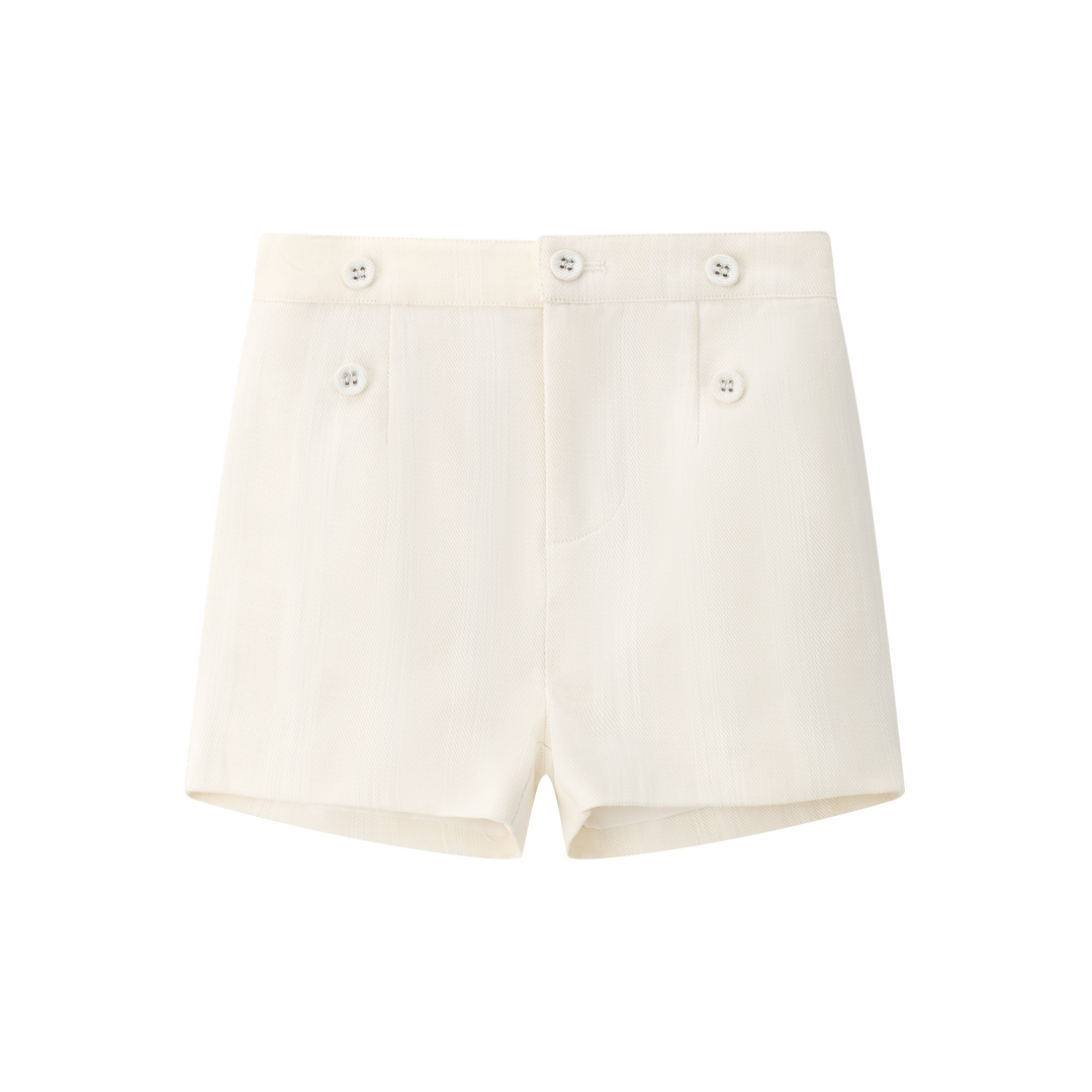 shorts double button linear - white