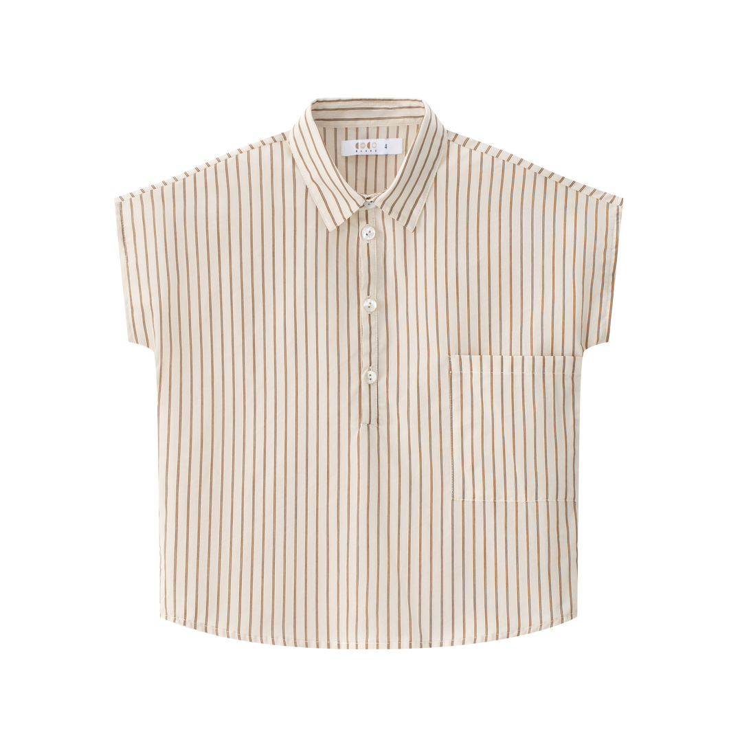 shirt s/s oversized striped - cream striped