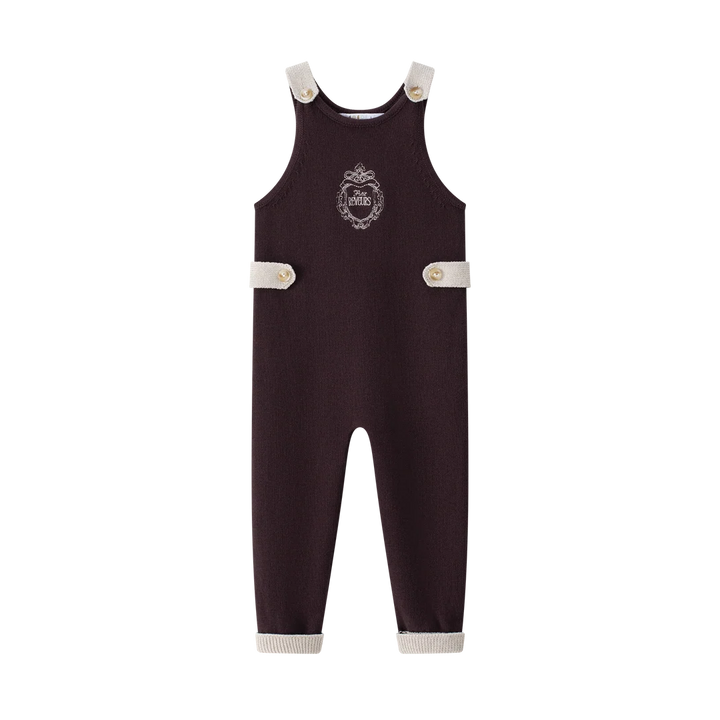 one piece contrast knit long romper - burgundy
