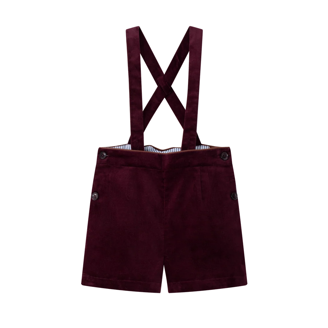 shorts crossback suspender - burgundy