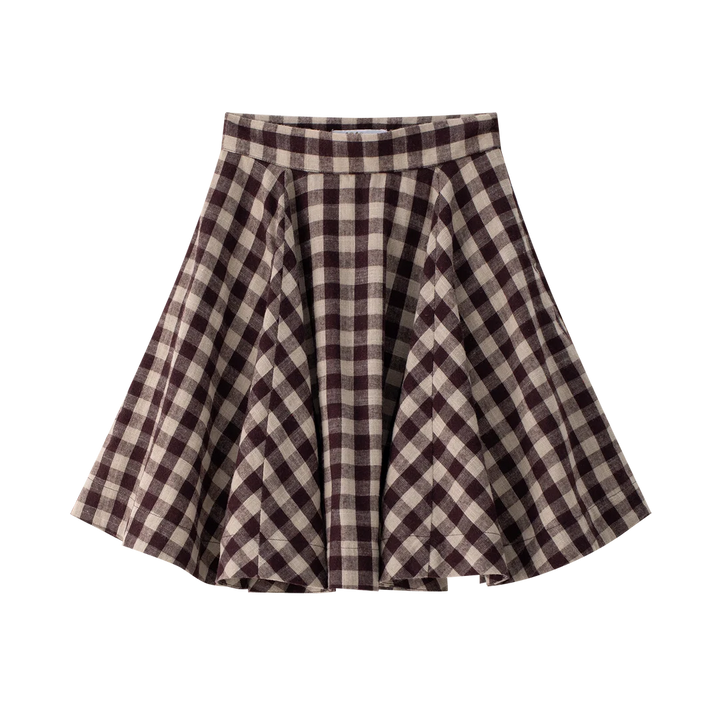 skirt gingham circle - burgundy