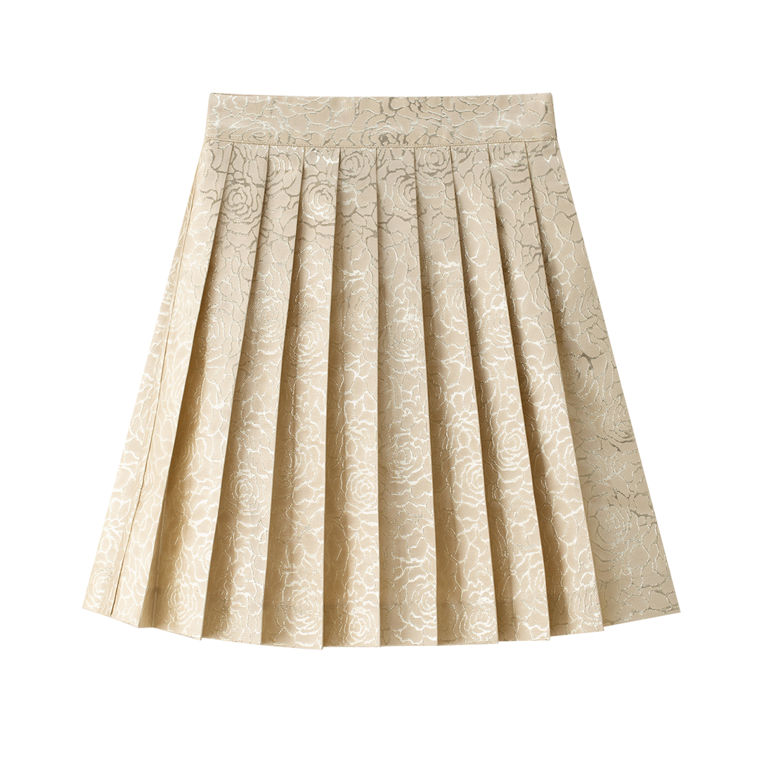 skirt metallic jacquard pleated - gold pleated