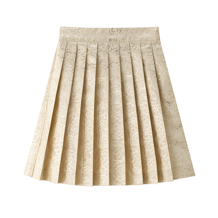 skirt metallic jacquard pleated - gold pleated