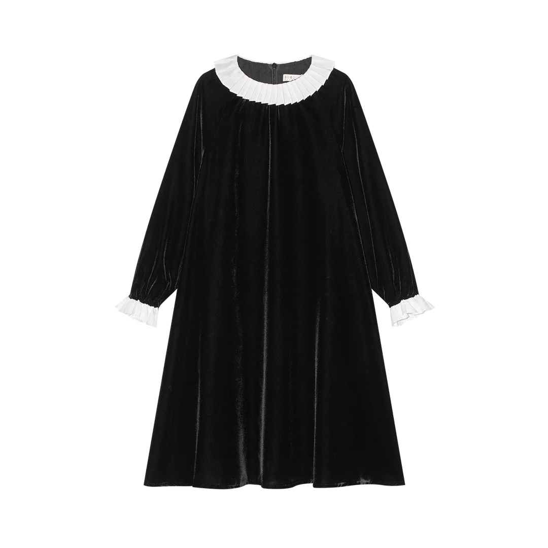 dress velvet ruffle trim - black velvet