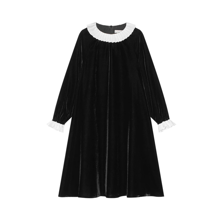 dress velvet ruffle trim - black velvet