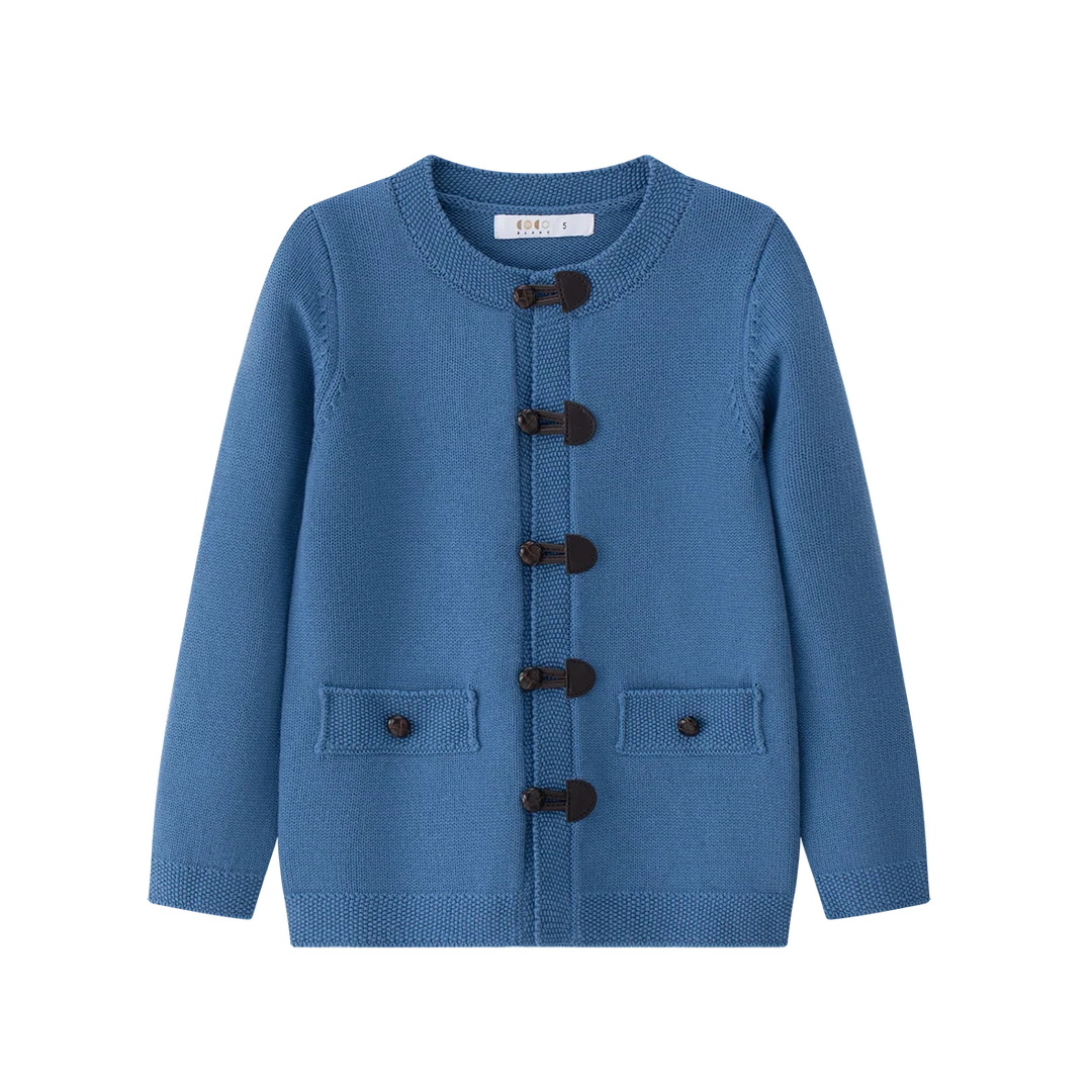 top l/s knit toggle cardigan - blue