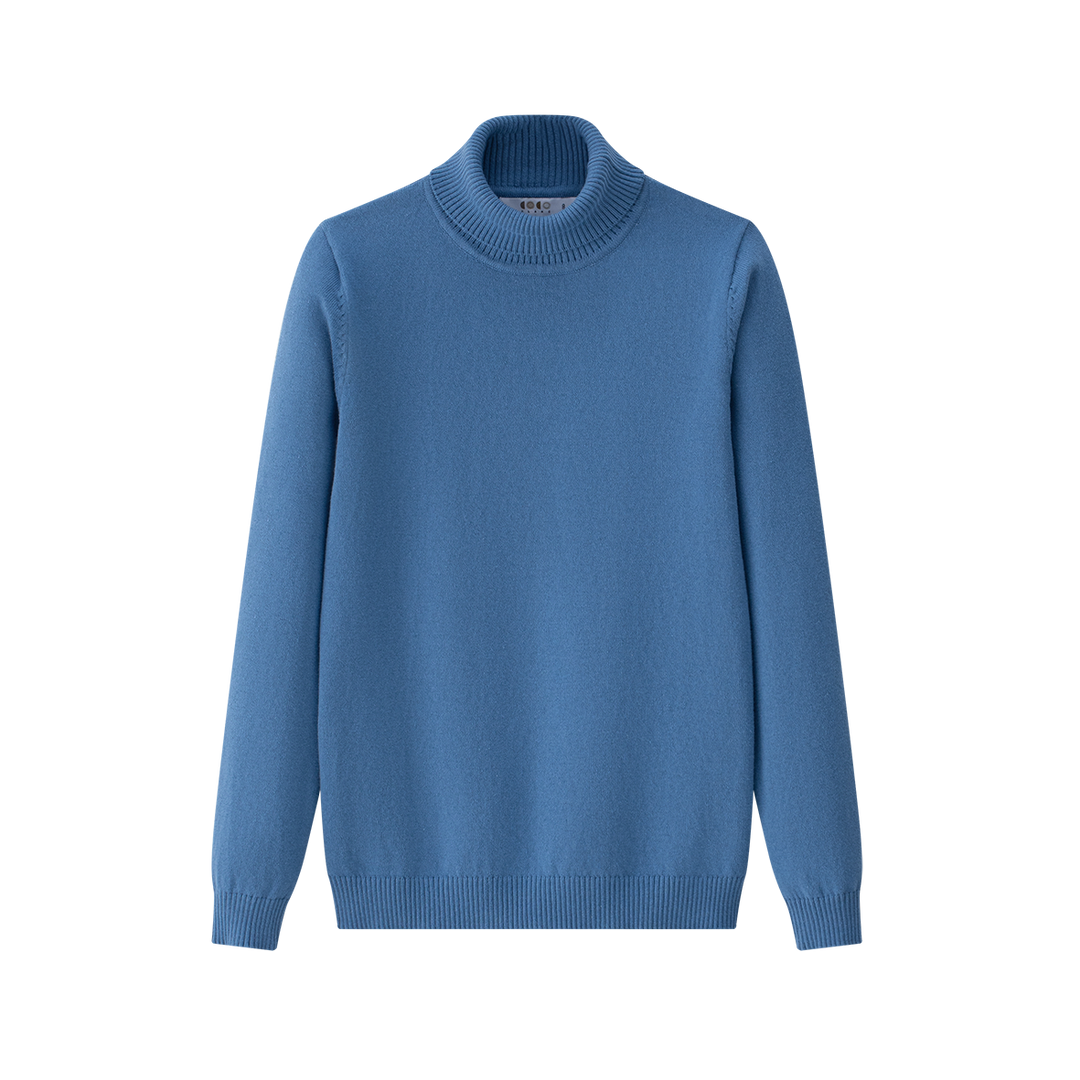 top l/s fine knit turtleneck - blue