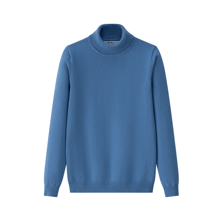 top l/s fine knit turtleneck - blue