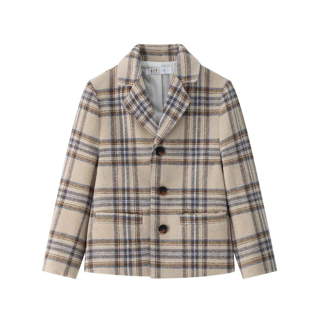 blazer plaid pocket - blue plaid