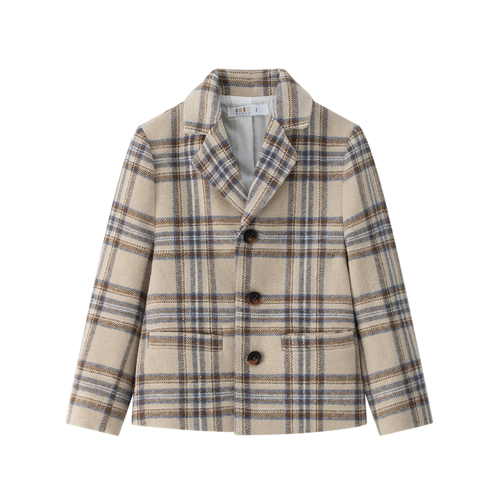 blazer plaid pocket - blue plaid