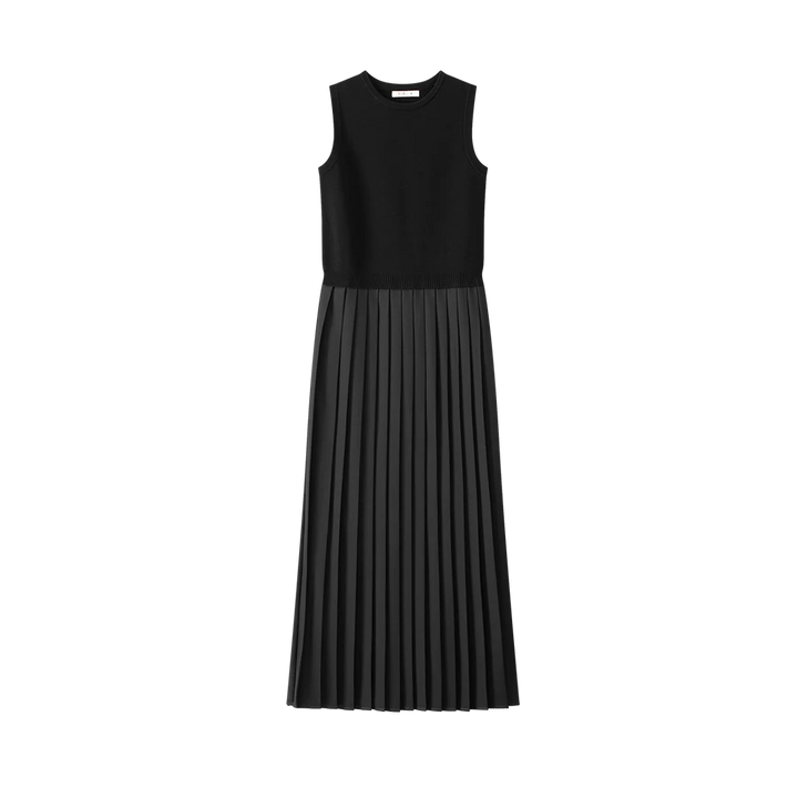 dress knit pleated jumper with cardigan - black