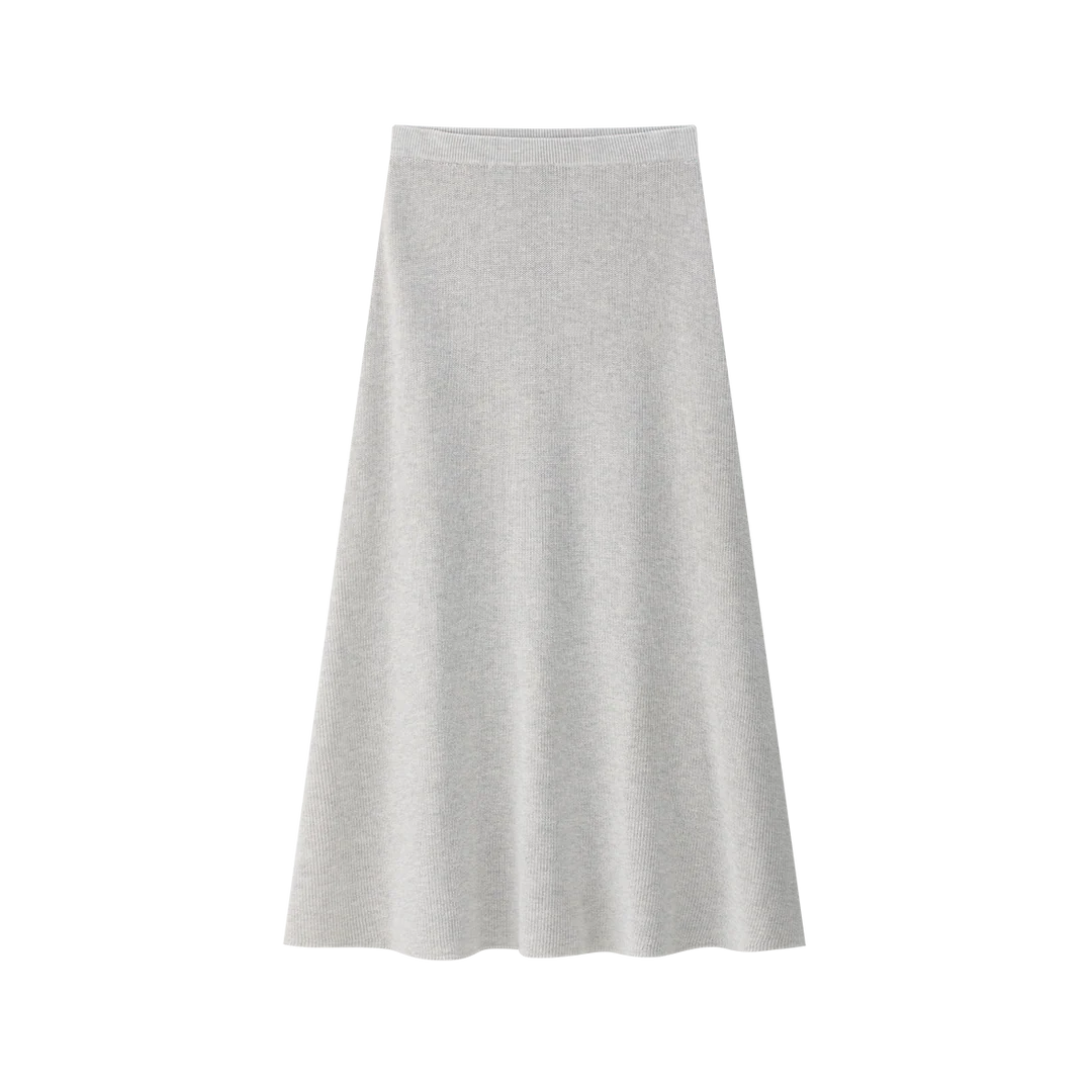 set outfit knit wrap sweater and maxi skirt - marled grey