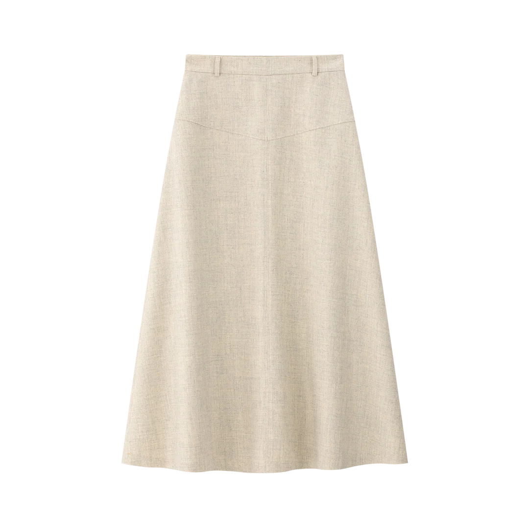 skirt linen chevron - cream