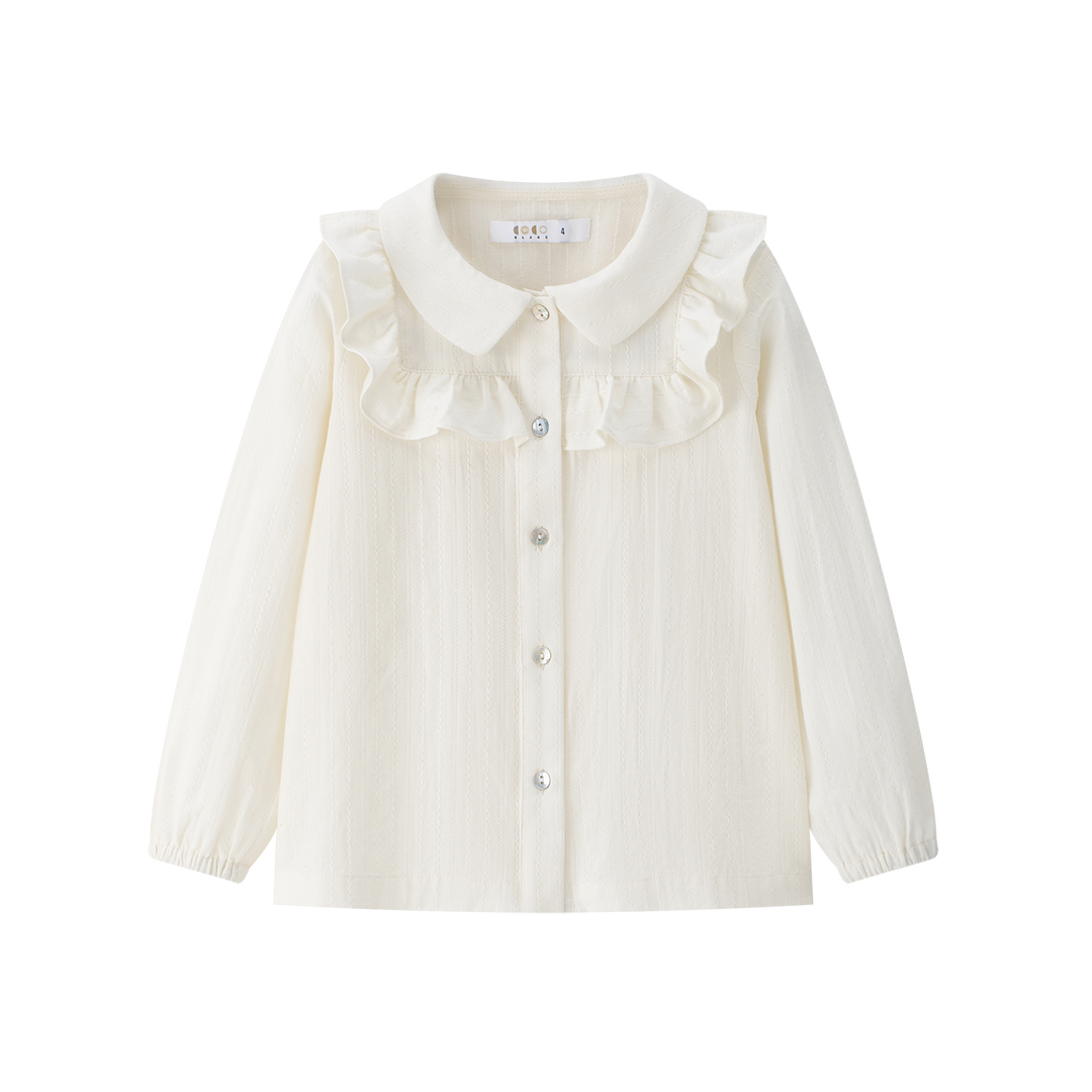shirt l/s ruffle blouse - cream